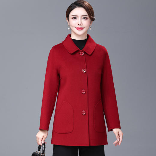 HXXA2065 双面羊绒大衣女短款2022年新款宽松双面呢妈妈秋冬新款羊毛呢外套 商品图2