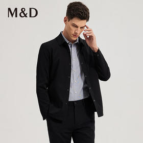 M＆D/名盾秋季新款商务休闲纯棉抗皱长袖衬衫领夹克男