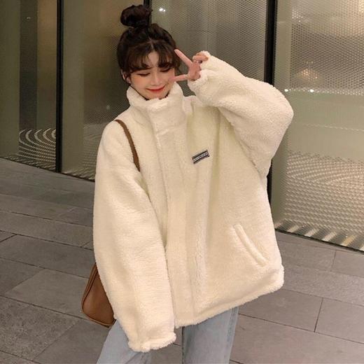 加绒加厚外套女新款宽松学生ins潮仿羊羔毛oversize秋冬高领卫衣 商品图3