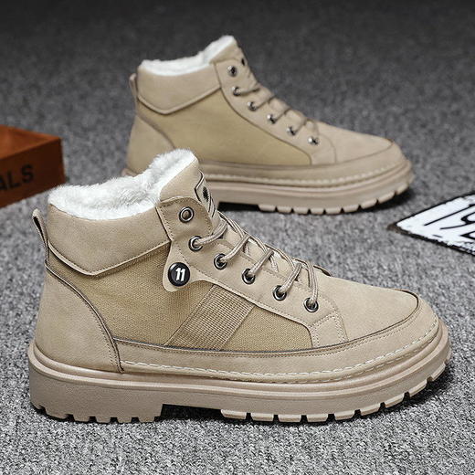 冬季雪地靴男保暖加绒马丁靴中帮英伦风短靴棉鞋韩版潮流高帮男鞋 商品图0