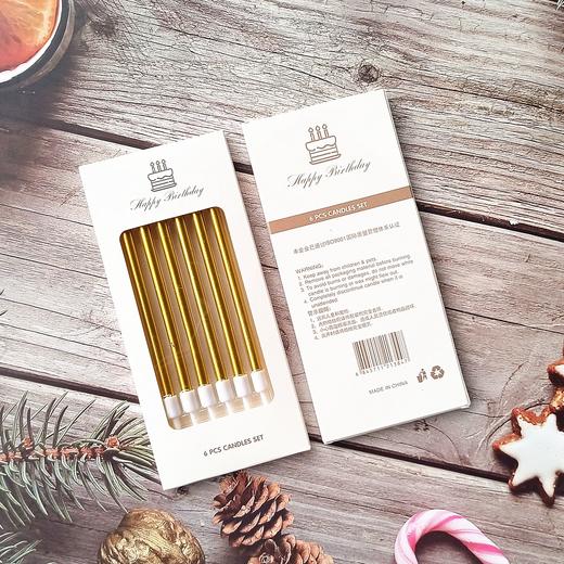 直蜡金色/银色/多彩蜡烛  镀色蜡烛 白盒 生日蜡烛 6支/板 商品图1