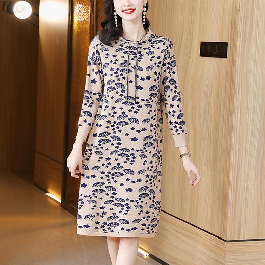 AHM tyy2290针织连帽连衣裙时尚气质遮肉外穿毛衣裙 商品图1