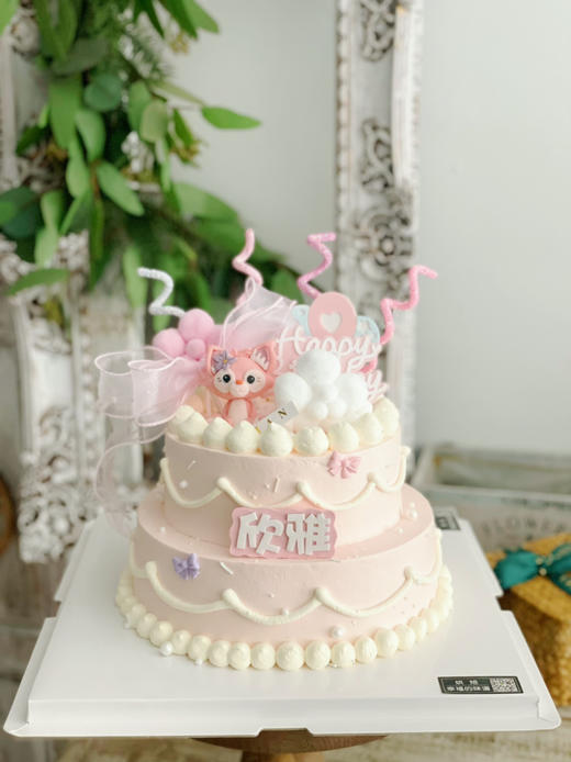 恬小姐9岁同款高层蛋糕，林娜贝尔留住美好时光，川沙妲己粉色小狐狸主题蛋糕，12厘米超高。 商品图4