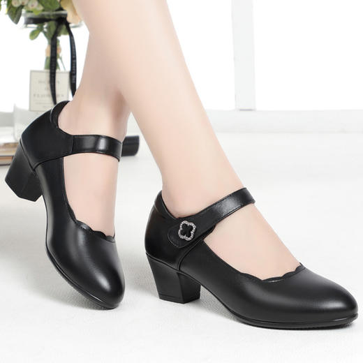 2022新款女中跟粗单皮鞋KQ-WCJ306 商品图1