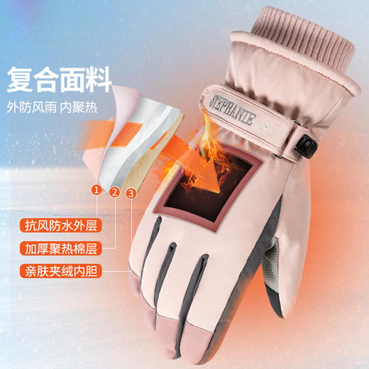 【立体可触屏加绒手套】冬季滑雪加绒保暖户外骑行手套 登山加厚防水防风防寒手套 商品图2