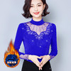KQL E261N2190蕾丝打底衫网纱烫钻小衫保暖上衣 商品缩略图1
