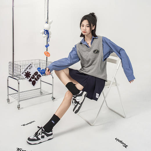 「两款配色！鮀品2022款」时尚拼色黑白熊猫鞋 女潮厚底低帮板鞋女鞋 商品图2