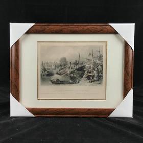 19世纪中华帝国古老风光建筑与社会版画 带装裱 12款可选（O系列）