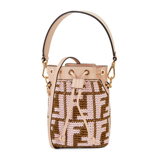 FENDI 芬迪 女包 女士迷你编织FF印花单肩手提包水桶包 8BS010 AJH3 商品图0