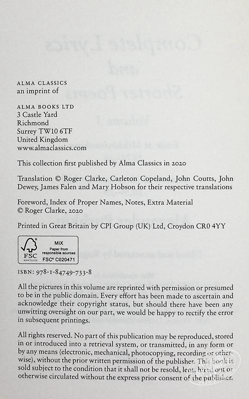 预售 【中商原版】普希金诗歌集 卷三 Alma Classics Lyrics Volume 3 双语 俄语 英文原版 Alexander Pushkin 商品图4