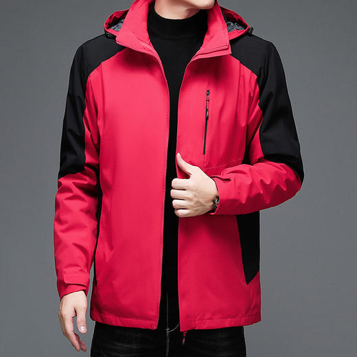【服装鞋包】-户外外套男士秋冬款休闲运动服连帽防风夹克 商品图3