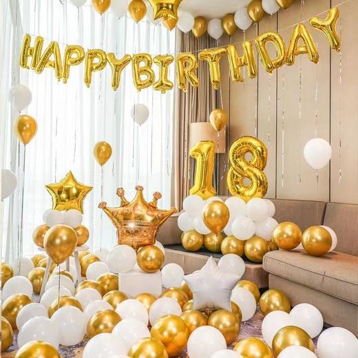 金色香槟ins风生日快乐气球派对party装饰布置成人礼告白周岁汽球布置背景墙1套需要备注2个需要的数字 商品图1