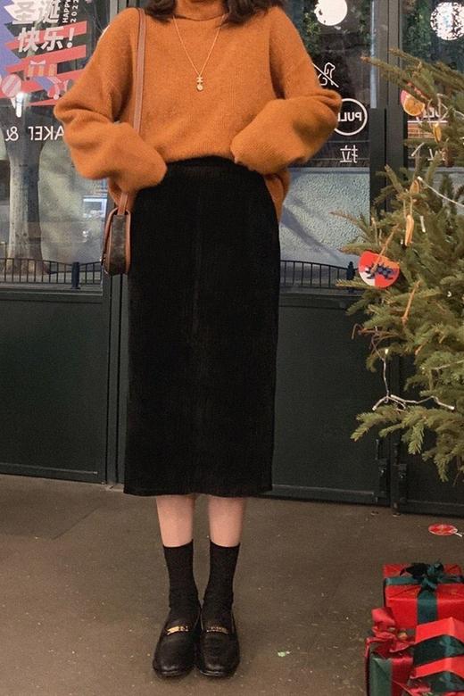 金蘑菇菇【米白S码  法棍半裙】加厚保暖蓄热！弹力半腰松紧！洋气显瘦！ 商品图5