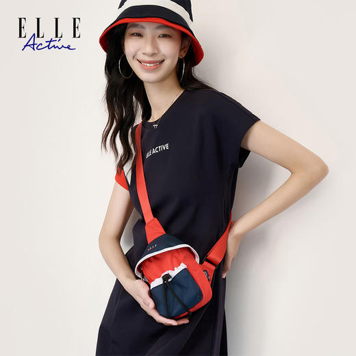 ELLE Active新款撞色LOGO轻便小圆包时尚单肩包斜挎包 商品图0