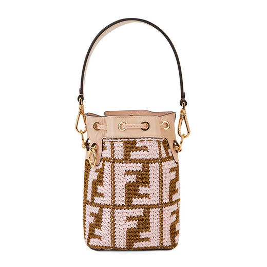 FENDI 芬迪 女包 女士迷你编织FF印花单肩手提包水桶包 8BS010 AJH3 商品图2