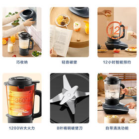 美的（Midea）破壁机豆浆机免手洗家用多功能轻薄便携式搅拌机智能预约一键清洗大功率榨汁料理机辅食机 PT52