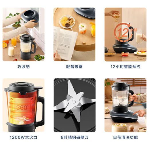 美的（Midea）破壁机豆浆机免手洗家用多功能轻薄便携式搅拌机智能预约一键清洗大功率榨汁料理机辅食机 PT52 商品图0