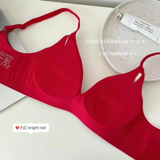 开运红漫画胸外扩内衣女本命年新婚锦鲤小胸聚拢大红文胸女士套装 商品图3