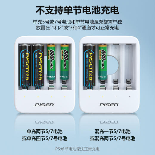 品胜 镍氢电池USB快速充电器套装TS-C127独立四槽 智能识别充电电池充电器5号7号均可充 商品图5