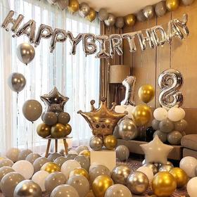 金色香槟ins风生日快乐气球派对party装饰布置成人礼告白周岁汽球布置背景墙1套需要备注2个需要的数字