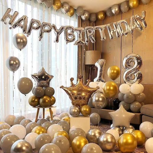 金色香槟ins风生日快乐气球派对party装饰布置成人礼告白周岁汽球布置背景墙1套需要备注2个需要的数字 商品图0