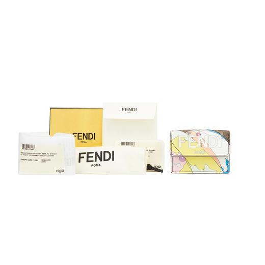 FENDI 芬迪 女士Micro Trifold系列棕色布料FF图案紧凑型三折皮夹 商品图4