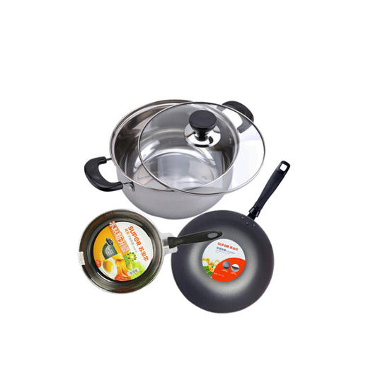 苏泊尔 爱家必备三件套 煎锅汤锅炒锅 T1405T 商品图0