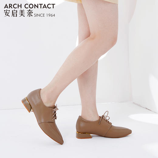 ARCHCONTACT安启美奈低跟尖头系带百搭时尚女鞋 商品图2