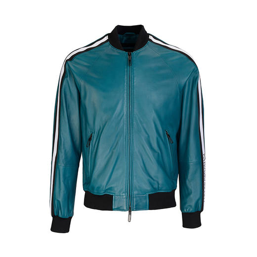 【超惠秒】Emporio Armani 男士拉链开合侧面双筋条EA logo 羊皮皮衣外套 98900 商品图0