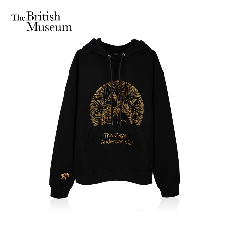 大英博物馆盖亚·安德森猫刺绣连帽潮流时尚情侣男女同款卫衣