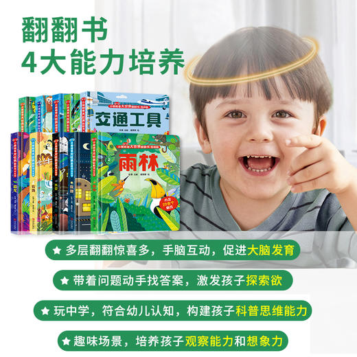 小眼睛看大世界翻翻书低幼版 全套10册任选 0-4岁低幼宝宝早教撕不烂精装绘 交通工具+太空+夜晚+丛林+农场 商品图1