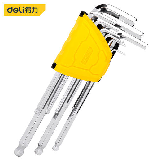 得力DL3092英制加长球头内六角组套(黄) 商品图0