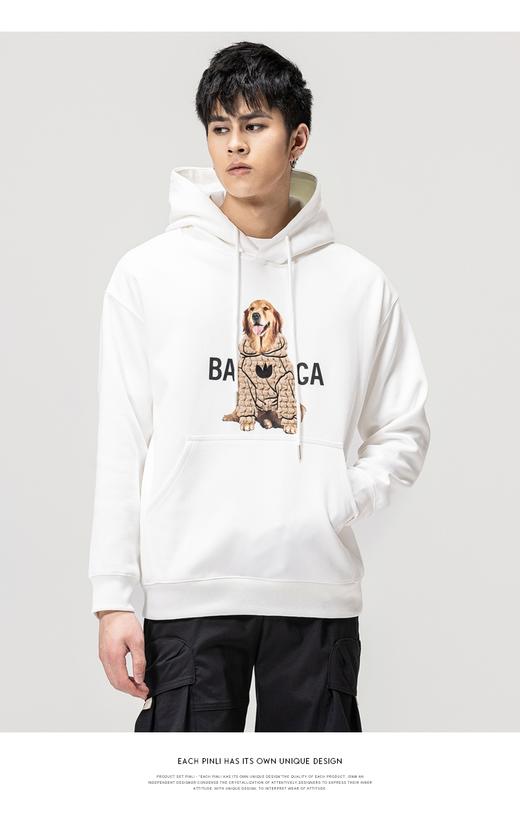 PINLI品立2022秋冬新款纯色烫画连帽套头卫衣男长袖休闲百搭上衣BG223209025 商品图8