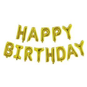 金色银色宝蓝色Happy birthday铝膜气球32寸字母高70cm生日快乐气球派对背景墙布置装饰