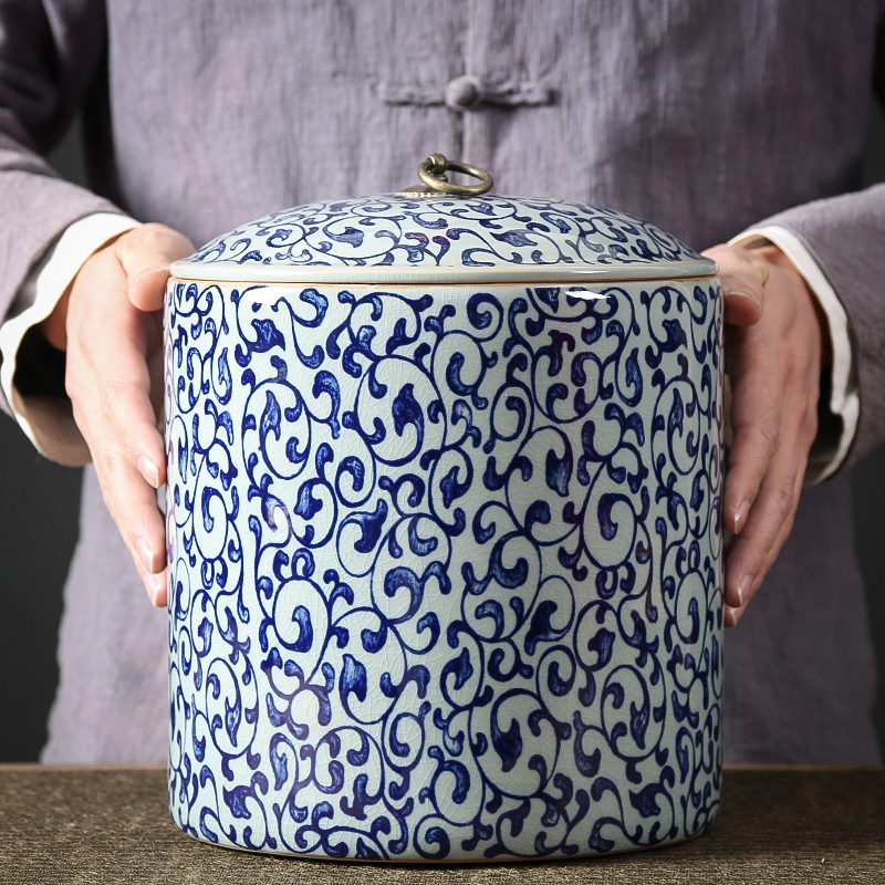 【林栖好物】大号青花瓷密封罐普洱茶罐储藏罐