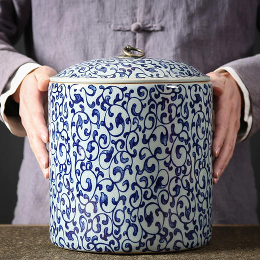 【林栖好物】大号青花瓷密封罐普洱茶罐储藏罐 商品图0