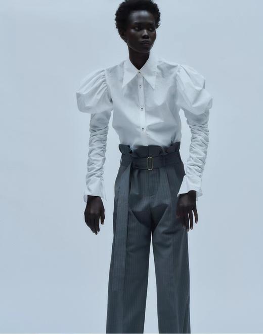 Ashlyn  白色collin羊腿袖尖领衬衫 商品图2