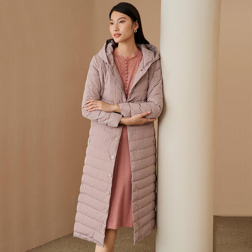 EITIE爱特爱长款保暖连帽纯色羽绒服舒适显瘦通勤百搭冬新款6011716 商品图2