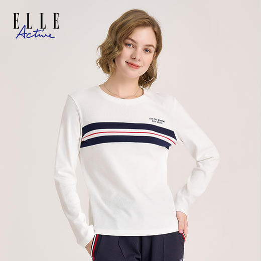 ELLE Active 新款女士纯棉长袖T恤柔软不易皱打底衫 商品图1