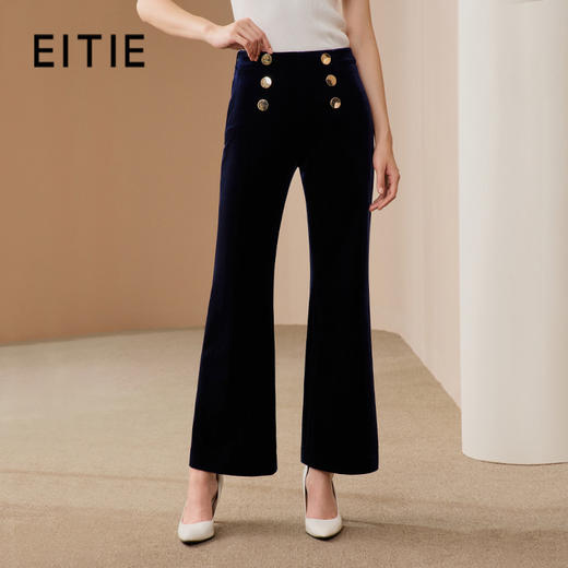 EITIE爱特爱冬季时尚气质通勤洋气高腰显瘦灯芯绒微喇长裤女6805510 商品图0