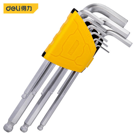 得力DL3088加长球头内六角组套(黄) 商品图0