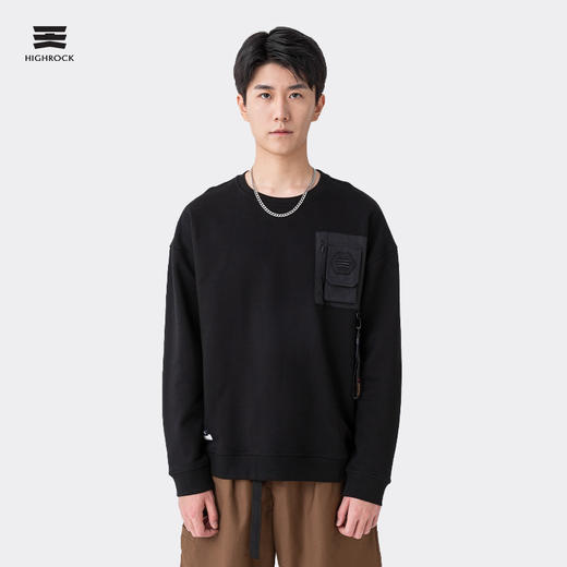 【129秒杀】天石秋冬圆领长袖卫衣薄款黑白色套头打底衫无帽基础百搭宽松上衣 商品图2