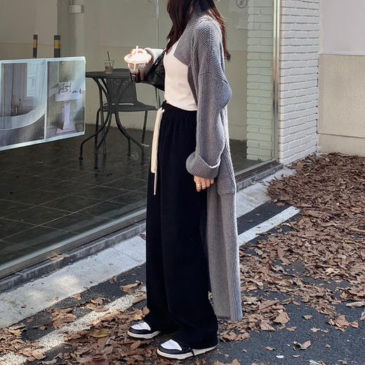 灯芯绒阔腿裤修身显瘦高腰直筒裤秋冬加厚加绒百搭休闲裤 商品图2