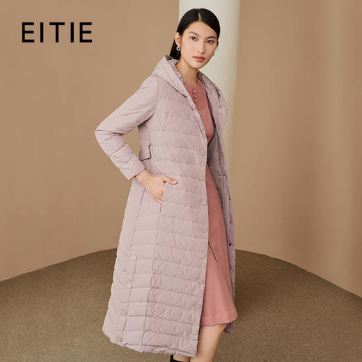 EITIE爱特爱长款保暖连帽纯色羽绒服舒适显瘦通勤百搭冬新款6011716 商品图0