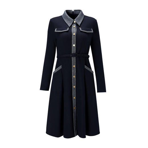 EITIE爱特爱冬季新款时尚通勤洋气收腰显瘦百搭连衣裙女6807514 商品图5