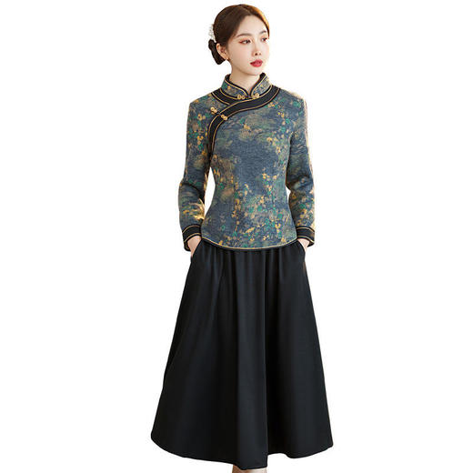 ZYBZ57-479 加绒旗袍上衣修身中国风旗袍显瘦保暖打底衫 商品图4