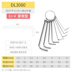 得力DL3080标准平头内六角组套吊环(银)