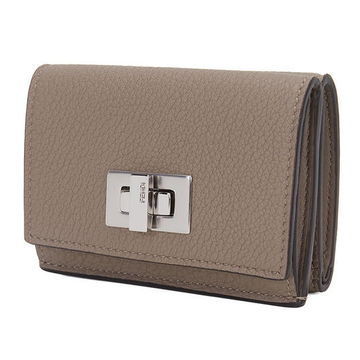 芬迪 FENDI 女士灰色荔枝纹牛皮三折钱包 8M0426 A91B F07P9 商品图1