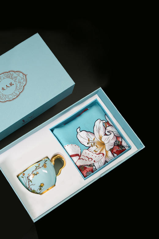 WENSLI/万事利 亚洲之花-夫人礼小时光 丝瓷套装（方巾） 商品图1