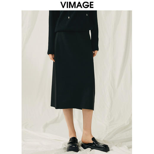 VIMAGE纬漫纪冬季新款时尚包臀保暖过膝针织半身裙V1801420 商品图5